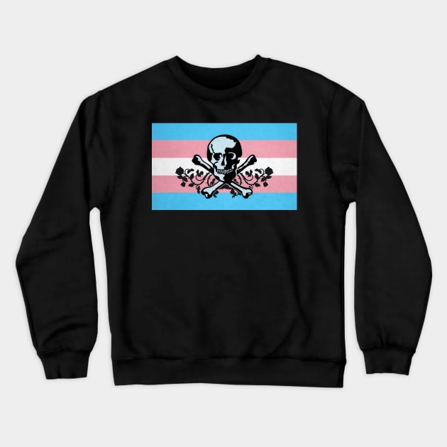 Trans Pride Pirate Flag Crewneck Sweatshirt by BeSmartFightDirty